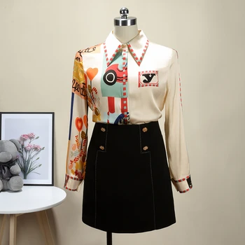 Elegantiškas Spausdinti Šifono Palaidinė Moterims Korėjos Ilgomis Rankovėmis Marškinėliai Modis Viršūnes 2021 Naują Atvykimo