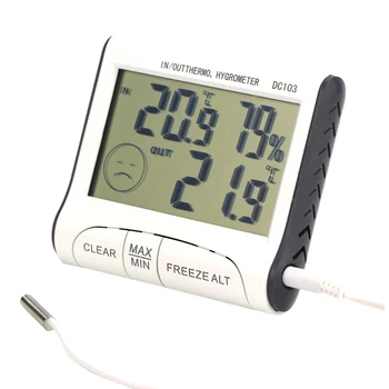 0-.70C LCD Skaitmeninis Oro Stoties Termometras su Drėgmėmačiu Patalpų Lauko Elektroninis Temperatūros Drėgmės Matuoklis Su Temp Zondas