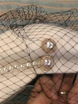 01911-fu-perlų mygtukai žiemą šiltas dirbtiniais kailiais lady aštuoniakampis skrybėlę moterų laisvalaikio skydeliai bžūp