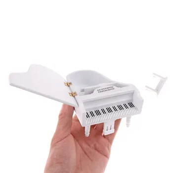 1:12 Miniatiūriniai Baltas Medinis Pianinas Modelis Su Išmatų Žaislai Dekoro Priedai Lėlių Išskirtinį Muzikos Instrumentą Žaisti