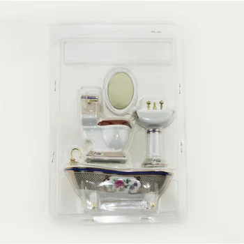 1/12 Miniatiūriniai Lėlių Priedai Mini Vonios Nustatyti Modeliavimo Vonios Veidrodis praustuvas Closestool už Doll House Dekoro