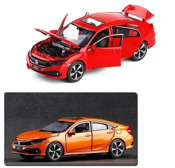 1/32 Honda Civic Modelis Žaislinius Automobilius Lydinio Diecast Metalo Liejimo Šviesos, Garso, Automobilių Žaislai Vaikams, balta automobilį