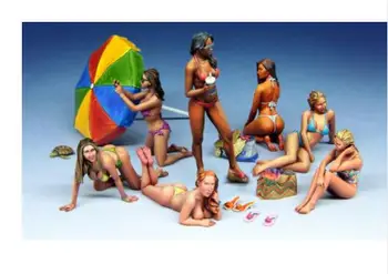 1/35 BEACH MERGINA tik 7 merginos Istorinių žaislas Derva Modelis Miniatiūrų Rinkinys unassembly Unpainted