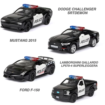 1/36 Diecast Lydinio Policijos Automobilių Modeliai Challenger 2 Durų Pradėjo Traukti Atgal Funkcija Metalo Sportinių Automobilių Modelį Vaikams, Žaislai
