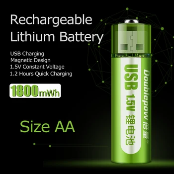 1,5 V AA įkraunamos baterijos 1800mWh USB AA įkraunamas li-ion baterijos nuotolinio valdymo pelės mažas ventiliatoriaus Elektros žaislas baterija