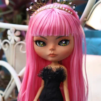 1/6 BJD 30CM Lėlės, žaislai, 19 bendras Aukščiausios Kokybės Kinijos BJD Doll Kamuolys Bendras Lėlės rožinis perukas juoda oda kietas išraiška makiažas blyth