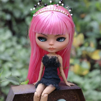 1/6 BJD 30CM Lėlės, žaislai, 19 bendras Aukščiausios Kokybės Kinijos BJD Doll Kamuolys Bendras Lėlės rožinis perukas juoda oda kietas išraiška makiažas blyth