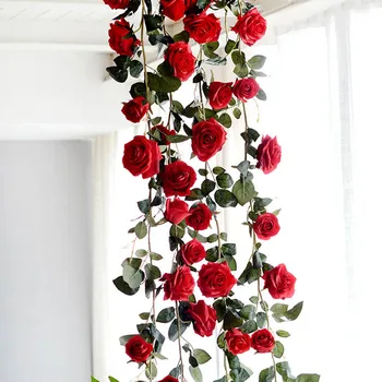 1,8 m Dirbtinės Gėlės Rožės Ivy Vynuogių Vestuvių Dekoro Nekilnojamojo Touch Šilko Gėlių Girlianda 