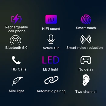 1 Pora TW80 Bluetooth 5.0 Auto Porą TWS Stereo LED Skaitmeninis Displėjus, In-Ear Belaidės Ausinės Ausinių su Įkrovimo Dėžutę