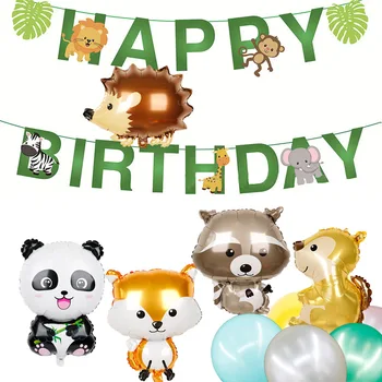 1 set Kertinės Miško Tema Mielas Gyvūnų Balionai Meškėnas Fox panda Laimingas Gimtadienio Dekoracijas Vaikų Naudai, Baby Shower