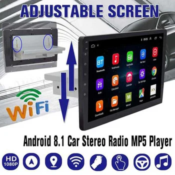 10.1 Colių Android 8.1 1 Din Car 4-Core Stereo Radijo GPS Navigacija, WIFI, 
