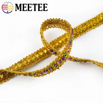 10/30meters Meetee 1.4 cm Poliesterio Aukso Tinklelio Nėriniai Audinio 