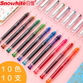 10 Spalva SnowWhite Spalvos Gelio Rašiklis 0,5 mm Tiesiogiai-skystis-roller Pen Candy Spalvas, Pastabas Studentams, 6PCS