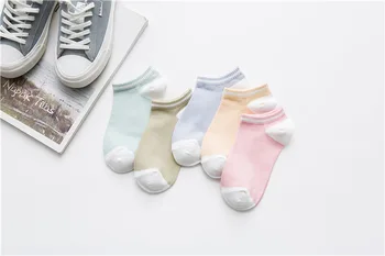 10 vnt = 5 poros korėjos stiliaus pavasario vasaros saldainiai spalvos dryžuotas rankogaliai vientisos spalvos medvilnės kojinės moteriškos kojinės moterims kojinės