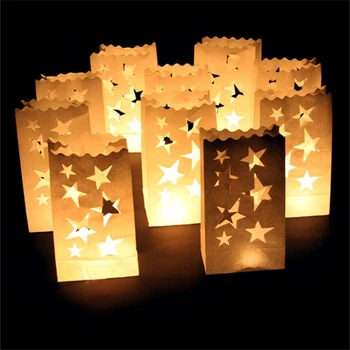 10 vnt./daug Lauko Candle Lantern Žvaigždžių Arbatos šviesos Turėtojo Popierius Žibintai Žvakė Krepšys Švenčių Šalis Tiekia Vestuvių Dekoravimas