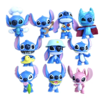 10 vnt./set Disney Pixar Lilo & Stitch Žaislai, Mezgimo Mėlyna Veiksmų Skaičiai Anime Modelio Apdailos Nuolatinis Žaislai Vaikams Dovanų