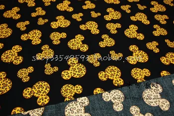 100*130cm Animacinių filmų Leopard pelės Tekstilės Medvilnės Audinio Patchworkcotton audinio mergina 