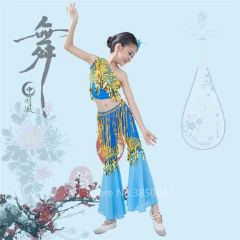 100-170cm Pilvo Šokių Drabužius Vaikų Dienos Kinijos Kostiumai Vaikams Moterų Pečių Off Mergina Cosplay Etape China Kelnės