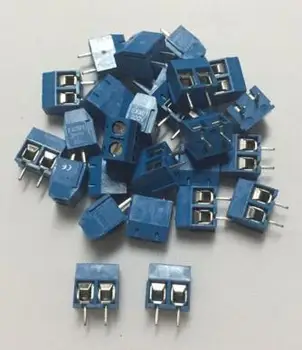 100 vnt 2 Pin Varžtas mėlyna PCB Gnybtų Bloko Jungtis 5mm Pikis
