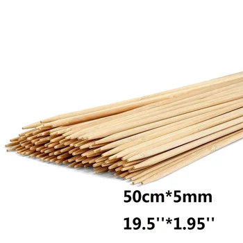 100vnt 50cm*5mm Bambuko Vėrinukai Vienkartiniai Natūralios Medinės GRILIS Iešmo Medienos Stick GRILIS Priedai Baras Šalies Restoranų Indai