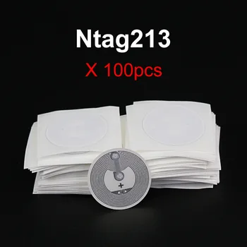 100vnt/daug NFC Lipdukai Ntag213 NFC Žymeklį 13.56 MHz NTAG 213 NFC Tags 25mm Etiketės Universal, Visos NFC Telefoną Galima Lipnias Etiketes