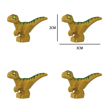 100vnt Juros periodo Kūdikių Ruda Balta Juoda Juoda Velociraptor Dinozaurų Pasaulyje, 2 Blokai Vaikai Plytos 