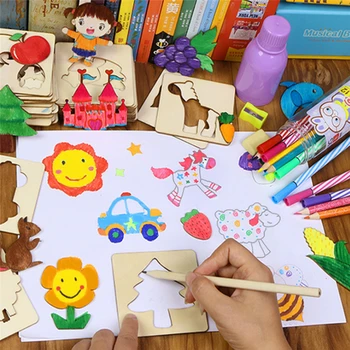 100vnt Montessori Medienos Žaislai, Kūdikių Dažymas Piešimo Lenta Žaislai Piešinius Vaikams, kurie mokosi Tapybos Įrankis Švietimo Žaislai Vaikams