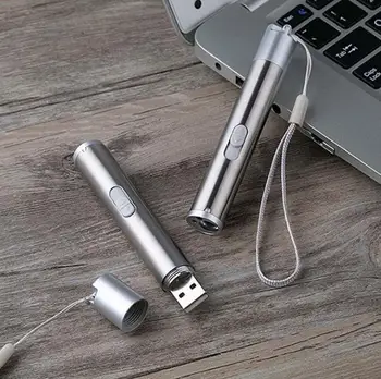 100vnt USB Žibintuvėlis Įkraunamas LED Žibintuvėlis atsparus Vandeniui Mini Žibintuvėlis Rašiklio Formos Flash Šviesos Lempos SN3367