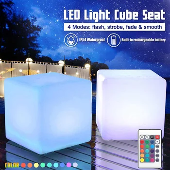 10cm/15cm/20cm LED Cube Kėdė RGB Spalvos Nuotolinio Valdymo Įkrovimo Nuotaika Šviesos Lempos, Baro Kėdžių Sėdynės Buveinės Šalies Baseinas