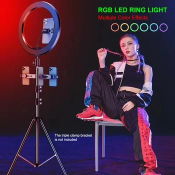 10inch 26cm RGB LED Šviesos Žiedas Su Trikojis Stovas Telefono Įrašą Spalvinga Fotografija Apšvietimo TikTok Vlogging Video YouTube Live