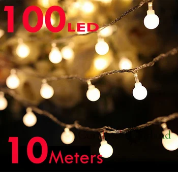 10M 100 Led LED Kamuolys String Šviesos, lauko, patalpų Kalėdų, Vestuvių Apdailos Lauko Girliandos