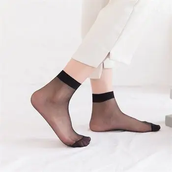 10Pair Moterų Kojinės Elastinga Ultra-plonas Skaidrus Trumpas Kojines Kristalų Kojinės aukštos elastinga oda, spalvos nailono trumpos kojinės