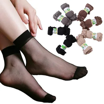 10Pair Moterų Kojinės Elastinga Ultra-plonas Skaidrus Trumpas Kojines Kristalų Kojinės aukštos elastinga oda, spalvos nailono trumpos kojinės