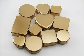 10Pc/Daug Aukso Spalvos alavuotoji skarda Metalo Stroage Dėžės, Papuošalai,Vestuviniai Saldainiai ,Įvairios Prekės，Mielas Dovana ,Geležies medžiaga