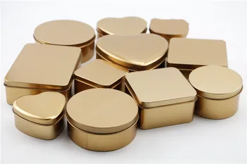 10Pc/Daug Aukso Spalvos alavuotoji skarda Metalo Stroage Dėžės, Papuošalai,Vestuviniai Saldainiai ,Įvairios Prekės，Mielas Dovana ,Geležies medžiaga
