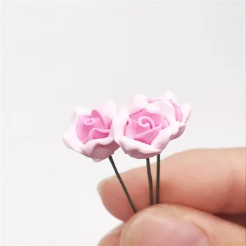 10vnt 1/12 Miniatiūriniai Lėlių Priedai Mini Dervos Rausvos Rožės Modeliavimas Gėlių Modelio Žaislai Doll House Dekoro