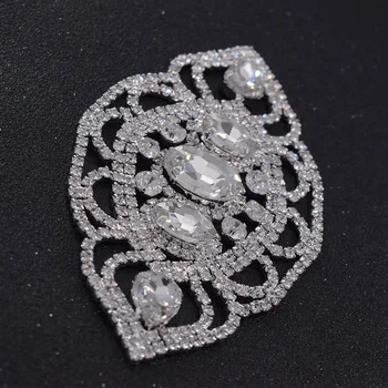 10vnt 6*11.3 cm blizga kristalų glassRhinestones appliques vestuvių suknelė, diržas moterims, Papuošalai, aksesuarai, siūti ant sidabro apdaila