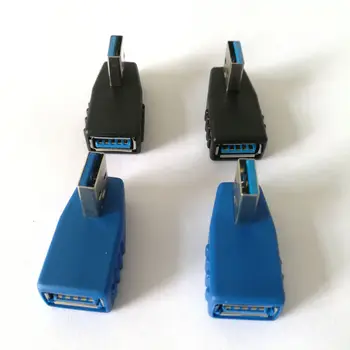 10vnt/daug 90 Laipsnių Kairėn, Dešinėn Kampas Kampas USB 3.0 Tipo Vyrų ir Moterų Adapteris Keitiklis Jungtis Juoda arba Mėlyna