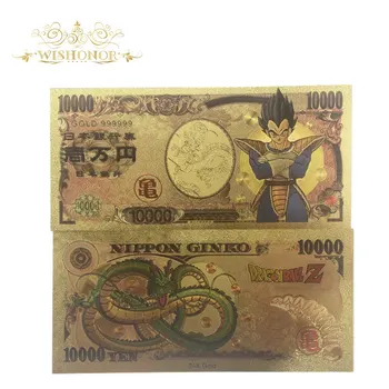 10vnt/daug Gražus, Japonijos Anime Banknotų 10,000 Jenos Banknotų 99.9% Auksą, Padengtą Netikrą Popierinių Pinigų Kolekcija