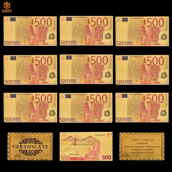 10vnt/Daug Karšto Pardavimo Spalvinga Europos Valiutos 500 Eurų, Aukso Folija, Popierinių Pinigų Replika Aukso Banknotų Kolekcija Ir Švenčių Dovanos