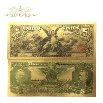 10vnt/daug Naujų Produktų 1896 Metų Amerikoje Aukso Banknotų 5 USD Dolerio Banknotų 24k Gold Sąskaitą Netikrą Popierinių Pinigų Kolekcija