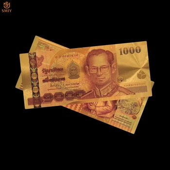 10vnt/Daug Tailandas Naujas 1000 Batas Spalva Aukso Banknotų 24k Auksu Pasaulio Pinigų Valiuta Surinkimo Ir Dovana