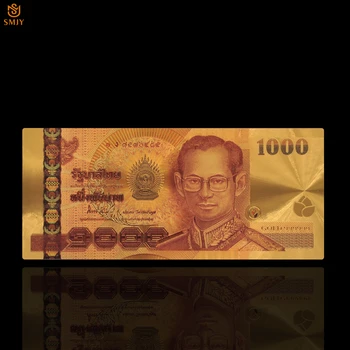 10vnt/Daug Tailandas Naujas 1000 Batas Spalva Aukso Banknotų 24k Auksu Pasaulio Pinigų Valiuta Surinkimo Ir Dovana