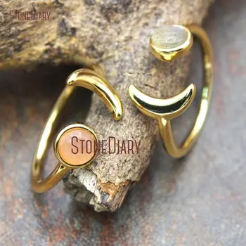 10vnt Dizaineris Sunstone, Labradoras Žiedas Aukso Spalvos Apskritimo Žiedas Mažiau Kolonėlė RM15538