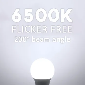10VNT E27 LED Lempa Lempa 9W 6500K Vaiskiai Balta Jokio Mirgėjimo 60x112mm AC85-265V Stalo Lempa 