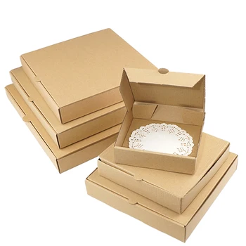 10vnt / kraft lauke pizza box 3 sluoksnių gofruotas dovanų dėžutėje nuotraukų albumas square pakuotės, dėžutės paramos pasirinktinis dydis / spausdinti logotipą