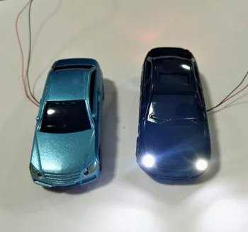 10vnt Mastelis 1:100 miniatiūrinių modelis lengvųjų automobilių plastiko modelio automobilių su LED 12V