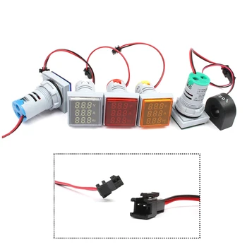 10vnt Skaitmeninis 3in1 22mm Įtampos Indikatorius Ammeter Voltmeter Hz Srovės LED Metrų Testeris Signalo Šviesos Lempos AC60-500V0-100A20-75Hz