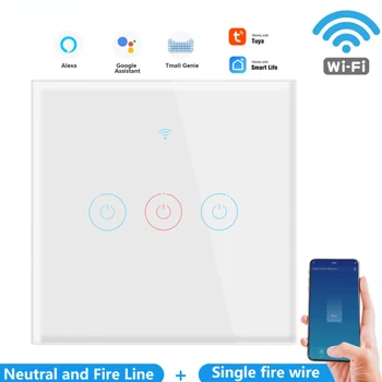 110-250V Wifi Sienos Jutiklinį Jungiklį ES Smart Šviesos Jungiklis 1 2 3 Gauja Tuya Smart Home Paramos Alexa 