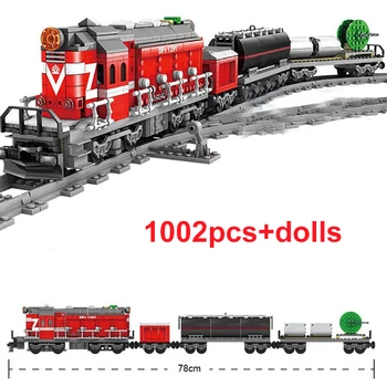 1192PCS Miesto Elektros greitųjų Geležinkelių Traukinių modelių Kūrimo Blokai Patogiai, biuro įranga Traukinių Geležinkelio Bėgių Plytų Žaislai Vaikams